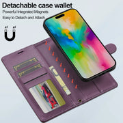 For iPhone 16 Pro LC.IMEEKE L2 Series Detachable Magsafe PU Phone Case with Lanyard(Purple)