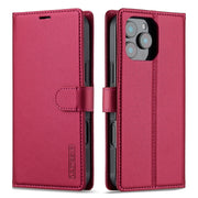 For iPhone 16 Pro LC.IMEEKE L2 Series Detachable Magsafe PU Phone Case with Lanyard(Red)