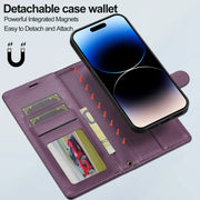 For iPhone 16 Plus LC.IMEEKE L2 Series Detachable Magsafe PU Phone Case with Lanyard(Purple)