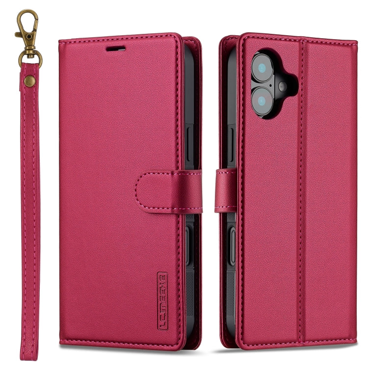 For iPhone 16 Plus LC.IMEEKE L2 Series Detachable Magsafe PU Phone Case with Lanyard(Red) - free shipping - PMC Jewellery - Order now!