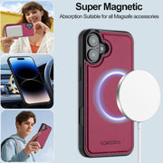 For iPhone 16 Plus LC.IMEEKE L2 Series Detachable Magsafe PU Phone Case with Lanyard(Red)