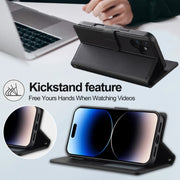 For iPhone 16 LC.IMEEKE L2 Series Detachable Magsafe PU Phone Case with Lanyard(Black)