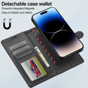 For iPhone 16 LC.IMEEKE L2 Series Detachable Magsafe PU Phone Case with Lanyard(Black)