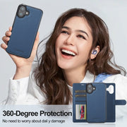 For iPhone 16 LC.IMEEKE L2 Series Detachable Magsafe PU Phone Case with Lanyard(Blue)