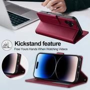 For iPhone 16 LC.IMEEKE L2 Series Detachable Magsafe PU Phone Case with Lanyard(Red)
