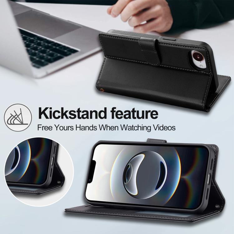 For iPhone 16e LC.IMEEKE L2 Series Detachable Magsafe PU Phone Case with Lanyard(Black) - free shipping - PMc TechLife - Order now!