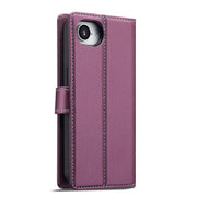 For iPhone 16e LC.IMEEKE L2 Series Detachable Magsafe PU Phone Case with Lanyard(Purple)