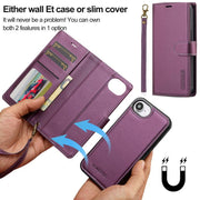 For iPhone 16e LC.IMEEKE L2 Series Detachable Magsafe PU Phone Case with Lanyard(Purple)