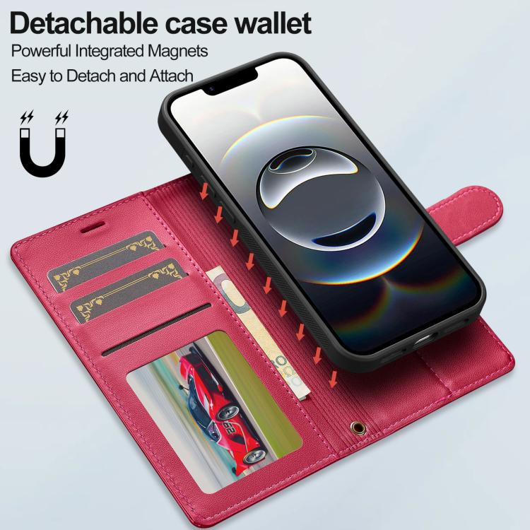 For iPhone 16e LC.IMEEKE L2 Series Detachable Magsafe PU Phone Case with Lanyard(Red) - free shipping - PMc TechLife - Order now!