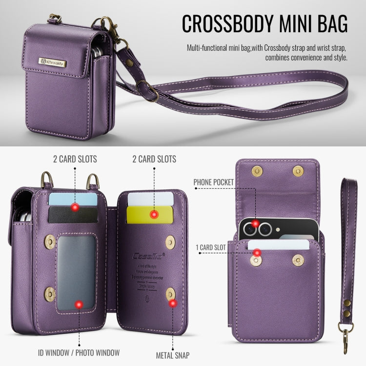For Samsung Z Flip Series CaseMe Me50 Mini Lanyard Universal Bag(Purple)