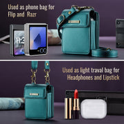 For Samsung Z Flip Series CaseMe Me50 Mini Lanyard Universal Bag(Green)