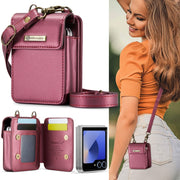 For Samsung Z Flip Series CaseMe Me50 Mini Lanyard Universal Bag(Wine Red)