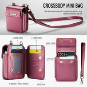 For Samsung Z Flip Series CaseMe Me50 Mini Lanyard Universal Bag(Wine Red)