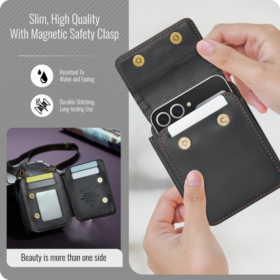 For Samsung Z Flip Series CaseMe Me50 Mini Lanyard Universal Bag(Black)