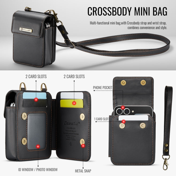 For Samsung Z Flip Series CaseMe Me50 Mini Lanyard Universal Bag(Black)