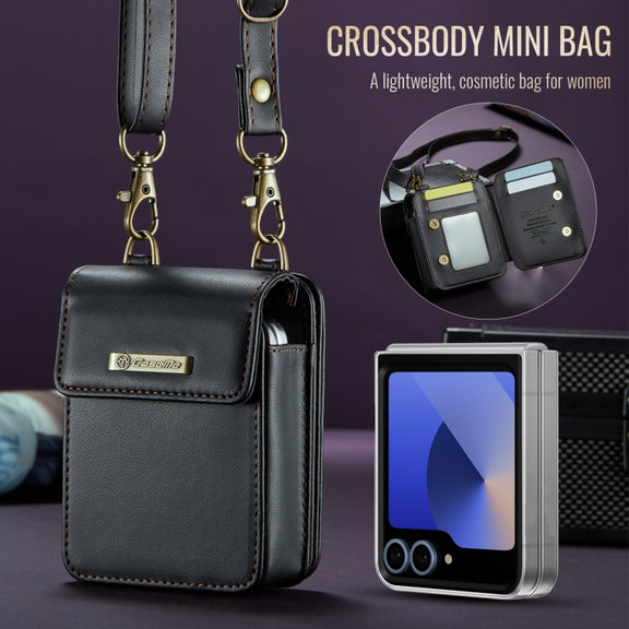 For Samsung Z Flip Series CaseMe Me50 Mini Lanyard Universal Bag(Black)