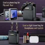 For Samsung Z Flip Series CaseMe Me50 Mini Lanyard Universal Bag(Black)