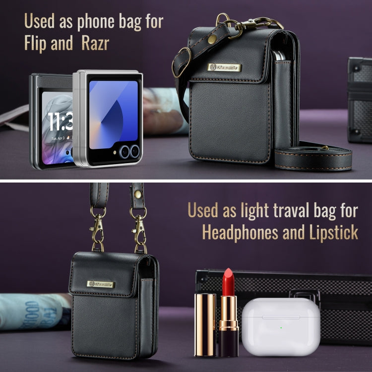 For Samsung Z Flip Series CaseMe Me50 Mini Lanyard Universal Bag(Black)