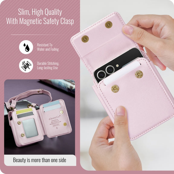 For Samsung Z Flip Series CaseMe Me50 Mini Lanyard Universal Bag(Pink)