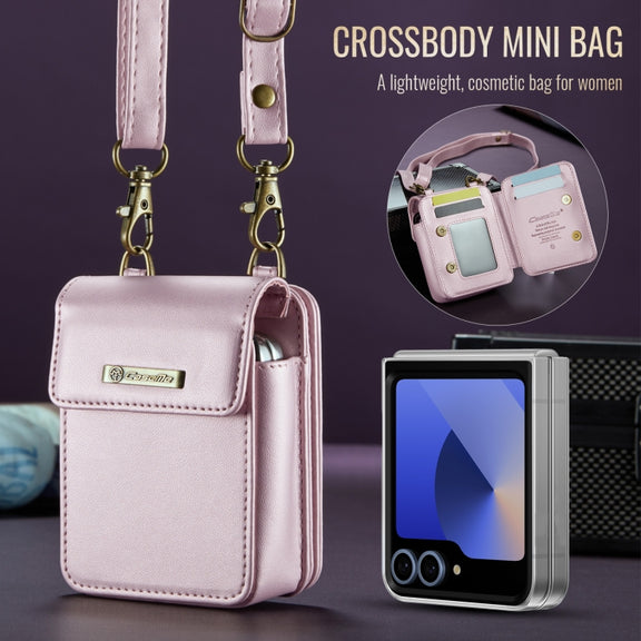 For Samsung Z Flip Series CaseMe Me50 Mini Lanyard Universal Bag(Pink)