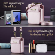 For Samsung Z Flip Series CaseMe Me50 Mini Lanyard Universal Bag(Pink)