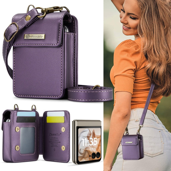 For Motorola Razr Series CaseMe Me50 Mini Lanyard Universal Bag(Purple)