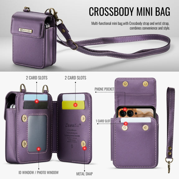 For Motorola Razr Series CaseMe Me50 Mini Lanyard Universal Bag(Purple)