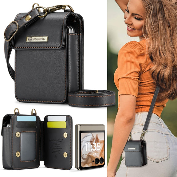 For Motorola Razr Series CaseMe Me50 Mini Lanyard Universal Bag(Black)