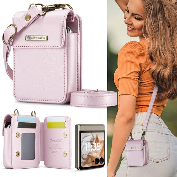 For Motorola Razr Series CaseMe Me50 Mini Lanyard Universal Bag(Pink)