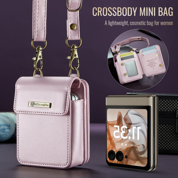 For Motorola Razr Series CaseMe Me50 Mini Lanyard Universal Bag(Pink)