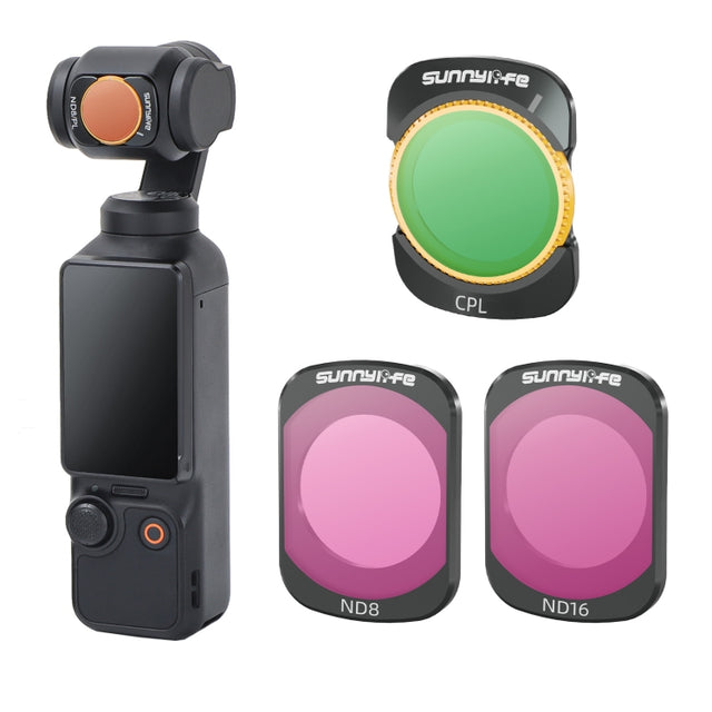 For DJI Osmo Pocket 3 Sunnylife Camera Lens Magnetic Metal Filter, No Impact On Gimbal Reset, Filter:3 in 1 CPL ND8 ND16