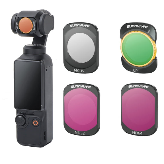 For DJI Osmo Pocket 3 Sunnylife Camera Lens Magnetic Metal Filter, No Impact On Gimbal Reset, Filter:4 in 1 UV CPL ND32 ND64