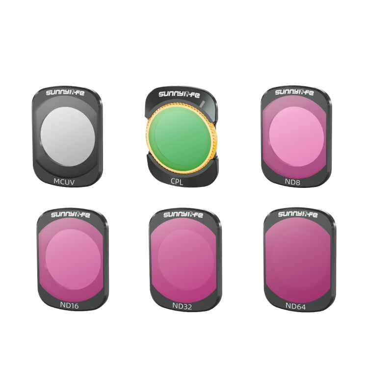 For DJI Osmo Pocket 3 Sunnylife Camera Lens Magnetic Metal Filter, No Impact On Gimbal Reset, Filter:6 in 1 UV CPL ND8-64