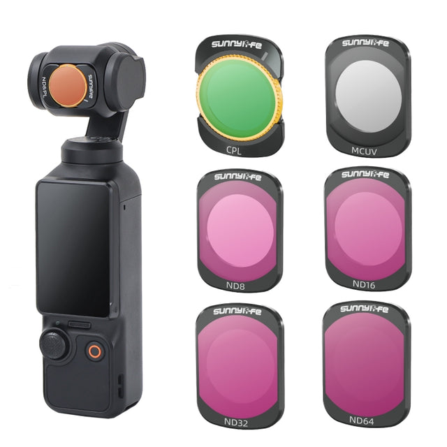 For DJI Osmo Pocket 3 Sunnylife Camera Lens Magnetic Metal Filter, No Impact On Gimbal Reset, Filter:6 in 1 UV CPL ND8-64