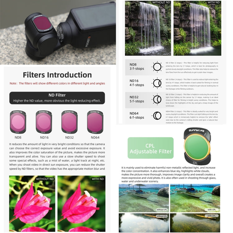 For DJI Osmo Pocket 3 Sunnylife Camera Lens Magnetic Metal Filter, No Impact On Gimbal Reset, Filter:ND8 - free shipping - PMC TechLife - Order now!