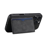 For iPhone 16 Denior D08 PU Single Card Slot Holder Phone Case(Black)