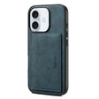 For iPhone 16 Denior D08 PU Single Card Slot Holder Phone Case(Blue) - iPhone 16 Cases by Denior | Online Shopping South Africa | PMC TechLife | Buy Now Pay Later Mobicred