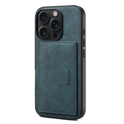 For iPhone 16 Pro Max Denior D08 PU Single Card Slot Holder Phone Case(Blue)