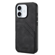 For iPhone 16 Plus Denior D09 PU Dual Card Slot Back Cover Phone Case(Black) - iPhone 16 Plus Cases by Denior | Online Shopping South Africa | PMC TechLife | Buy Now Pay Later Mobicred