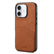 For iPhone 16 Plus Denior D09 PU Dual Card Slot Back Cover Phone Case(Brown) - iPhone 16 Plus Cases by Denior | Online Shopping South Africa | PMC TechLife | Buy Now Pay Later Mobicred