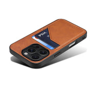 For iPhone 16 Pro Denior D09 PU Dual Card Slot Back Cover Phone Case(Brown)