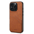 For iPhone 16 Pro Max Denior D09 PU Dual Card Slot Back Cover Phone Case(Brown) - free shipping - PMC TechLife - Order now!