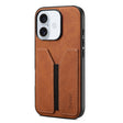 For iPhone 16 Plus Denior D07 DV Elastic Card Slot PU Back Cover Phone Case(Brown) - iPhone 16 Plus Cases by Denior | Online Shopping South Africa | PMC TechLife | Buy Now Pay Later Mobicred
