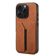 For iPhone 16 Pro Max Denior D07 DV Elastic Card Slot PU Back Cover Phone Case(Brown) - iPhone 16 Pro Max Cases by Denior | Online Shopping South Africa | PMC TechLife | Buy Now Pay Later Mobicred