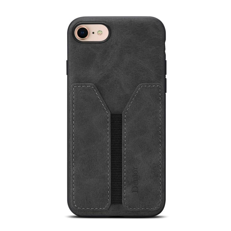 For iPhone 16e Denior D07 DV Elastic Card Slot PU Back Cover Phone Case(Black) - iPhone 16e Cases by Denior | Online Shopping South Africa | PMC TechLife | Buy Now Pay Later Mobicred