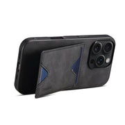 For iPhone 16 Denior D06 PU Back Cover Card Slot Holder Phone Case(Black)