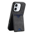 For iPhone 16 Plus Denior D06 PU Back Cover Card Slot Holder Phone Case(Black) - iPhone 16 Plus Cases by Denior | Online Shopping South Africa | PMC TechLife | Buy Now Pay Later Mobicred