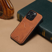 For iPhone 16 Plus Denior D06 PU Back Cover Card Slot Holder Phone Case(Brown)