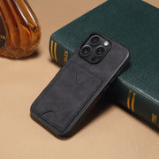 For iPhone 16 Pro Denior D06 PU Back Cover Card Slot Holder Phone Case(Black)
