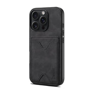 For iPhone 16 Pro Max Denior D06 PU Back Cover Card Slot Holder Phone Case(Black)